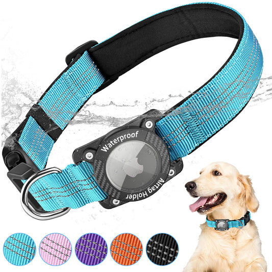 AgoumLux AirTag Dog Collar – Reflective, Waterproof Nylon