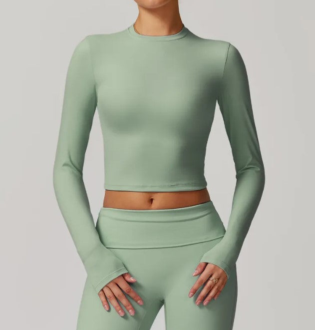 Women's Slim Fit Long Sleeve Yoga Top | Open Back Activewear