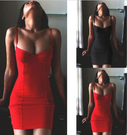 Women's Spaghetti Strap Bodycon Mini Dress – Knit Nightout & Party Dress