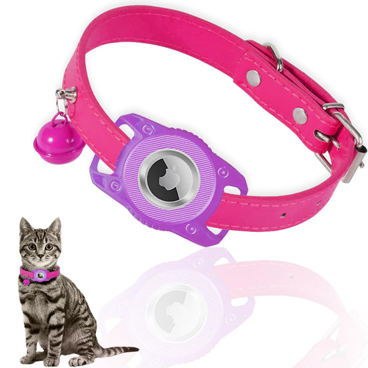 Waterproof Leather AirTag Cat Collar – Breakaway with Bell
