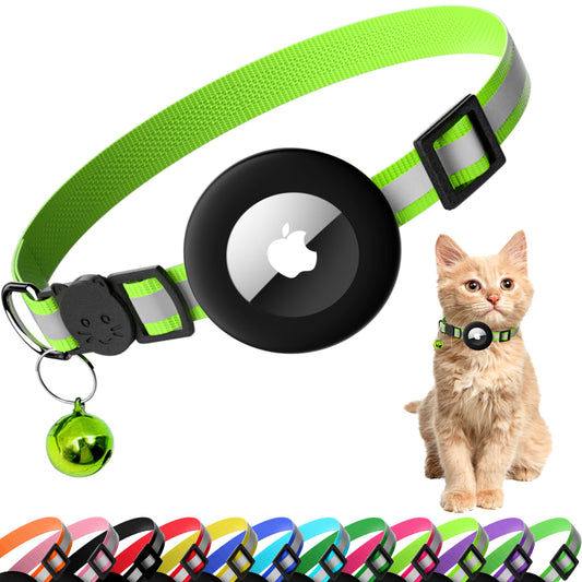 Seyezo AirTag Cat Collar – Reflective, Breakaway with Bell