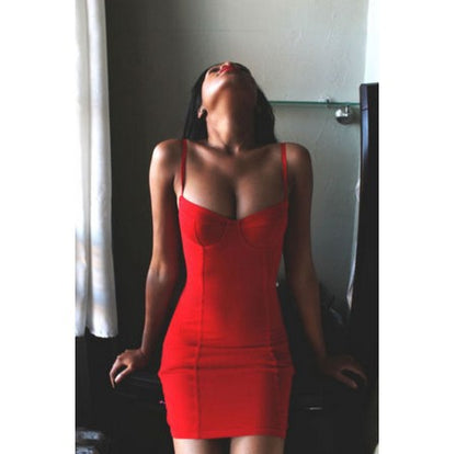 Women's Spaghetti Strap Bodycon Mini Dress – Knit Nightout & Party Dress