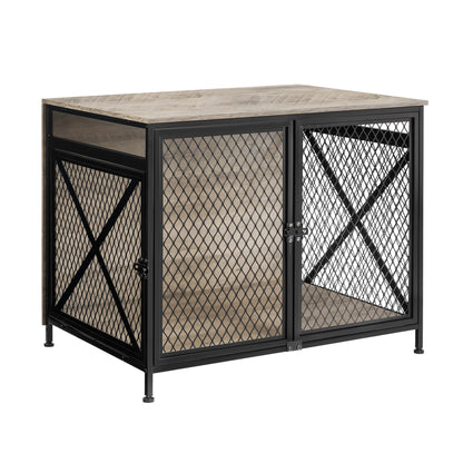 DWANTON Dog Crate Furniture – 25" L, Three-Door, Greige