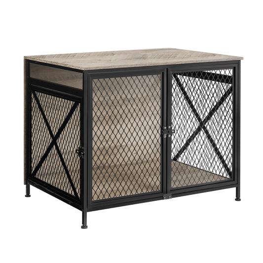 DWANTON Dog Crate Furniture – 25" L, Three-Door, Greige